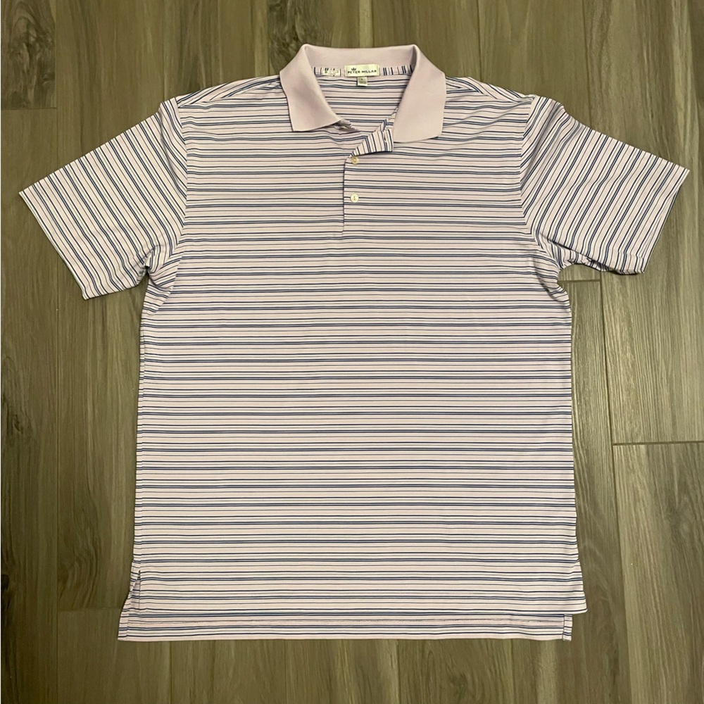 Peter Millar Polo stripe stretch jersey polo size L